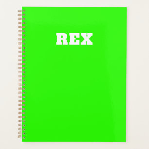 Agenda Mascota Neon Green y White Moderne Name