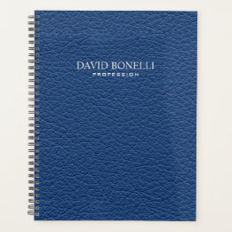 Agenda Masculina de cuero azul personalizada elegante