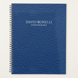 Agenda Masculina de cuero azul personalizada elegante