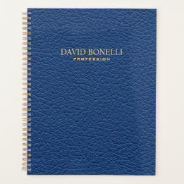 Agenda Masculina de cuero azul personalizada elegante