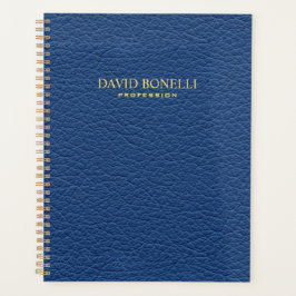 Agenda Masculina de cuero azul personalizada elegante