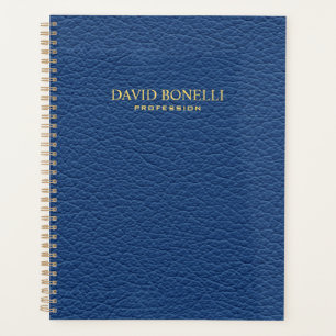 Agenda Masculina de cuero azul personalizada elegante