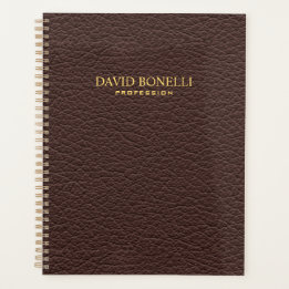 Agenda Masculina de cuero marrón elegante personalizada