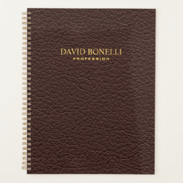 Agenda Masculina de cuero marrón elegante personalizada