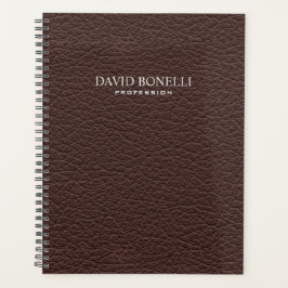 Agenda Masculina de cuero marrón elegante personalizada