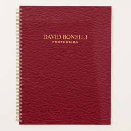 Agenda Masculina de cuero rojo personalizada elegante