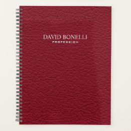 Agenda Masculina de cuero rojo personalizada elegante