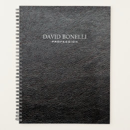 Agenda Masculina elegante de cuero negro personalizada