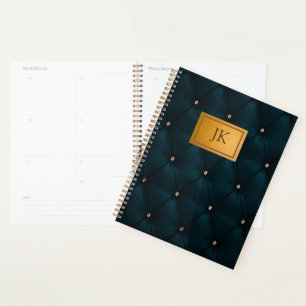 Agenda Masculino aspecto de cuero marrón verde,diamantes