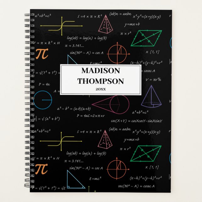 Agenda Matemáticas coloridas Ecuaciones Math Formulas (Anverso)