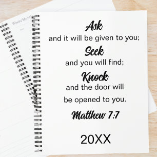Agenda Mateo 7:7 Pregúntenle a Seek Knock Bible Verse