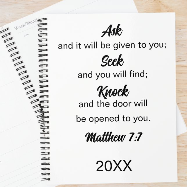 Agenda Mateo 7:7 Pregúntenle a Seek Knock Bible Verse (Subido por el creador)