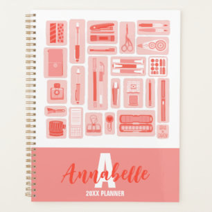 Agenda Material de arte lindo Patrón Ilustrado Rojo de co