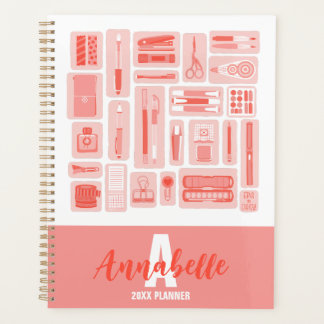 Agenda Material de arte lindo Patrón Ilustrado Rojo de co