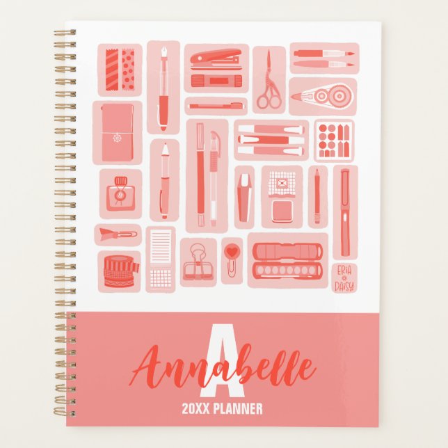 Agenda Material de arte lindo Patrón Ilustrado Rojo de co (Anverso)
