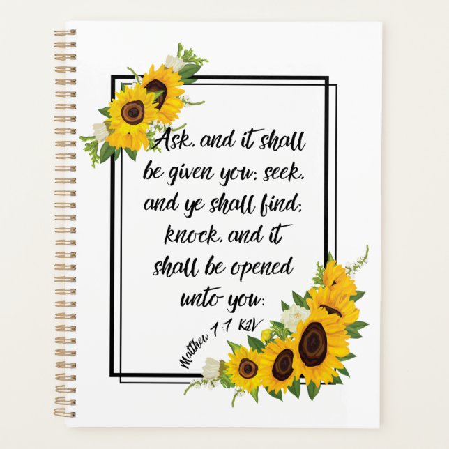 Agenda Matthew 7:7 Biblia Verse Planner Calendario (Anverso)