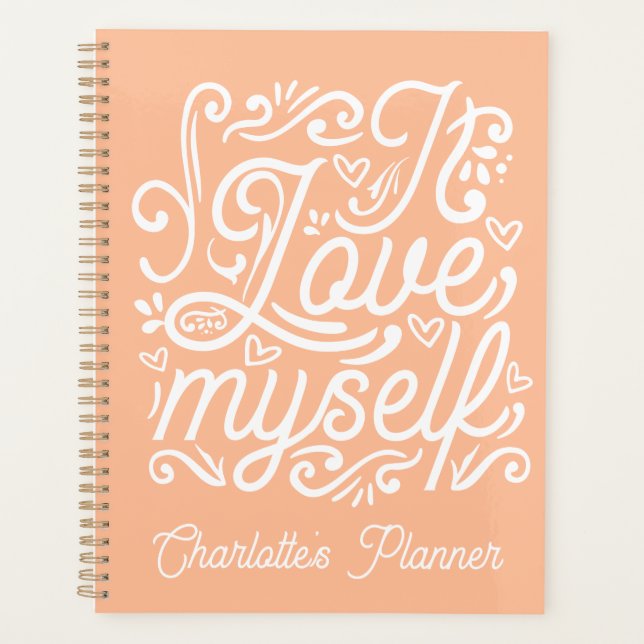 Agenda Me amo |Peach Fuzz y White Custom Name (Anverso)