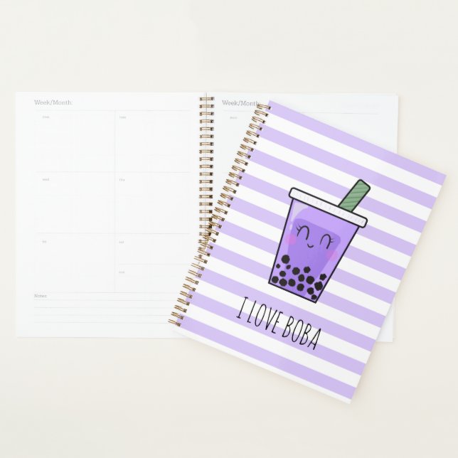 Agenda Me encanta Boba Kawaii Bubble Tea Taro Ube Purple  (Demostración)