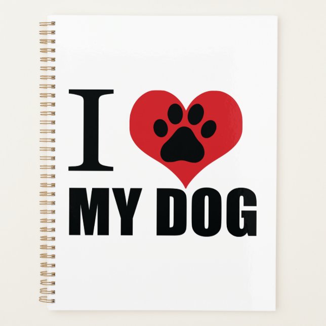 Agenda Me encanta mi perro tirando almohada (Anverso)