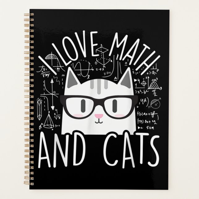 Agenda Me Encantan Las Matemáticas Y Los Gatos Cuidados G (Anverso)
