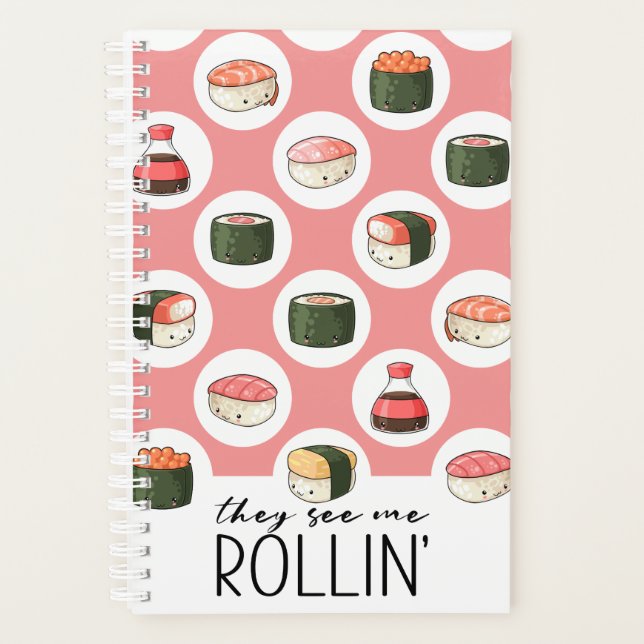 Agenda Me Ven Rollin' Kawaii Divertido Sushi Rolls & Dots (Anverso)