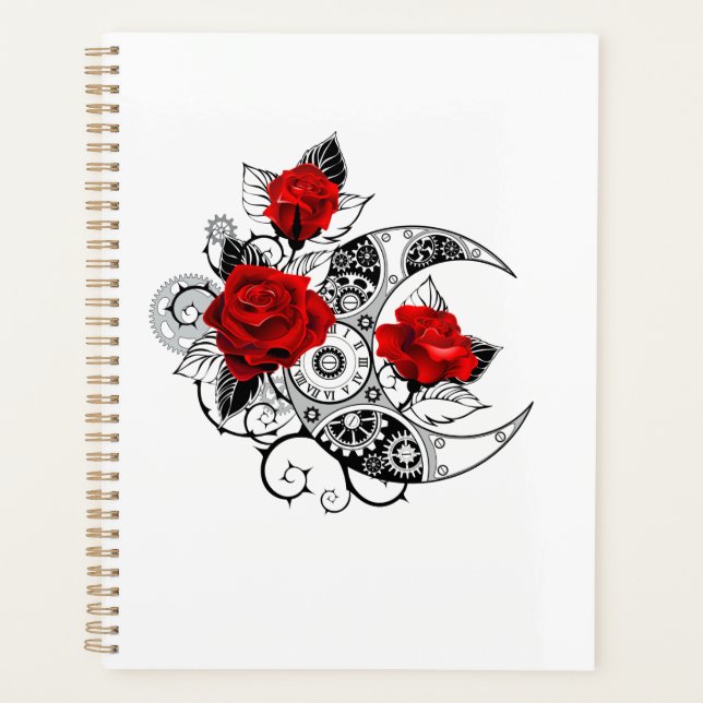 Agenda Mechanical Crescent with Red Roses (Anverso)