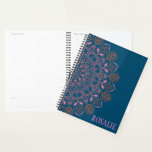 Agenda Medalla moderna de Boho Mandala en Verde azulado p
