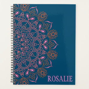Agenda Medallón de Mandala Boho Moderno en Verde Teal Per