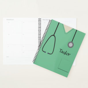 Agenda Médica de enfermería planner verde ligero de hongo