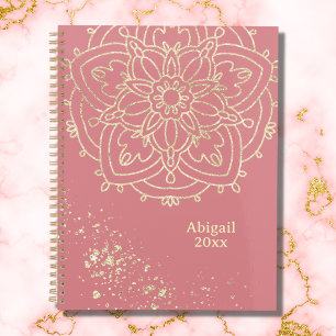 Agenda Medición de oro rosa Rosa de Mandala personalizada