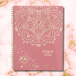 Agenda Medición de oro rosa Rosa de Mandala personalizada