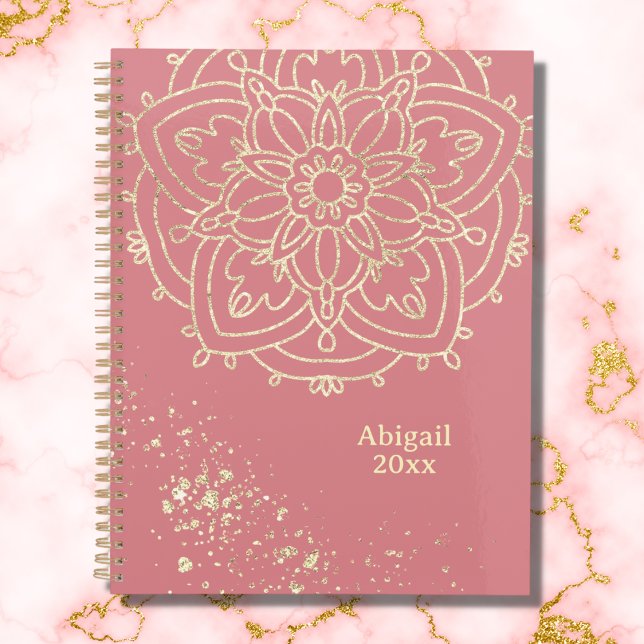 Agenda Medición de oro rosa Rosa de Mandala personalizada (Subido por el creador)