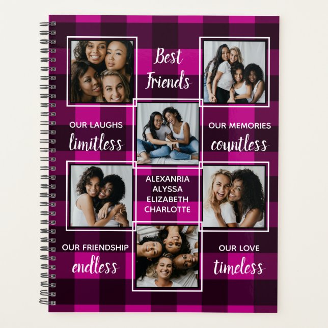 Agenda Mejor Amistad Amistad Regalo Pink Plaid 6 Foto (Anverso)