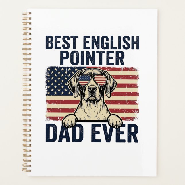 Agenda Mejor papá Pointer Inglés Patriótico Perro (Anverso)