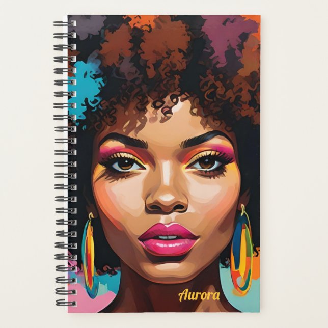 Agenda Melanin Woman w/Afro - Inspiración del arte pop (Anverso)
