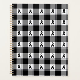 Agenda Melanoma Skin Cancer Awareness Plaid Black Ribbon