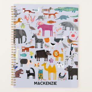 Agenda Menagerie Divertido de Animales Personalizado