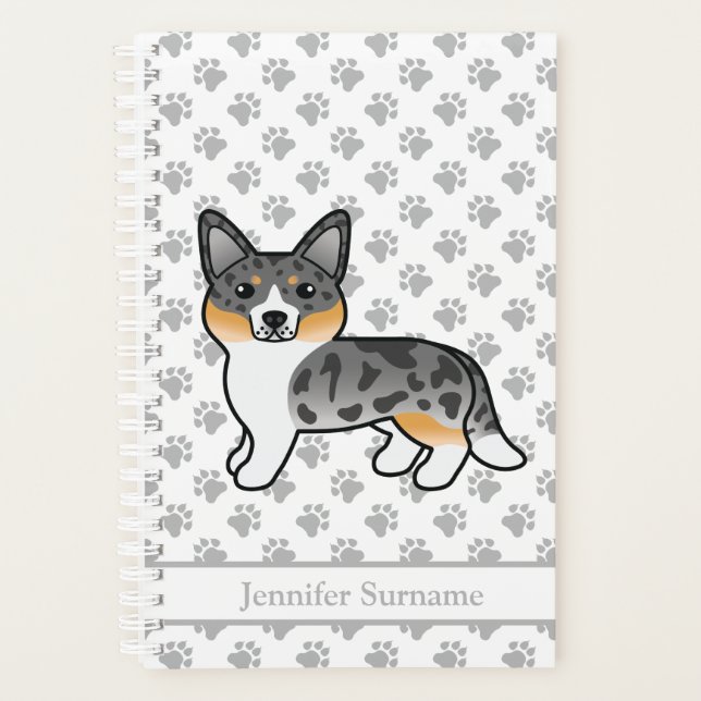 Agenda Merle azul Cardigan Welsh Corgi Perro y texto (Anverso)