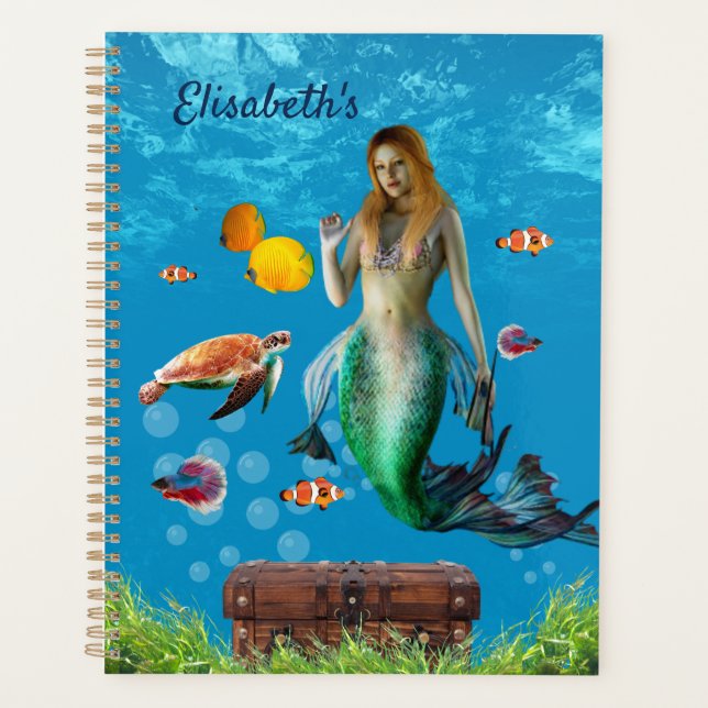 Agenda Mermaid subacuático Treasure Hunt Fantasy Blue (Anverso)