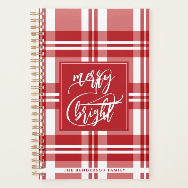 Agenda Merry y Bright | Nombre de familia | Red Plaid (Anverso)