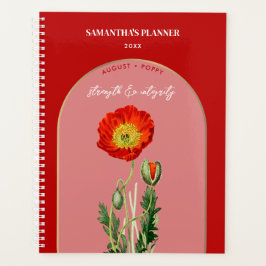 Agenda Mes de Flor de Nacimiento Personalizado Agosto Pop