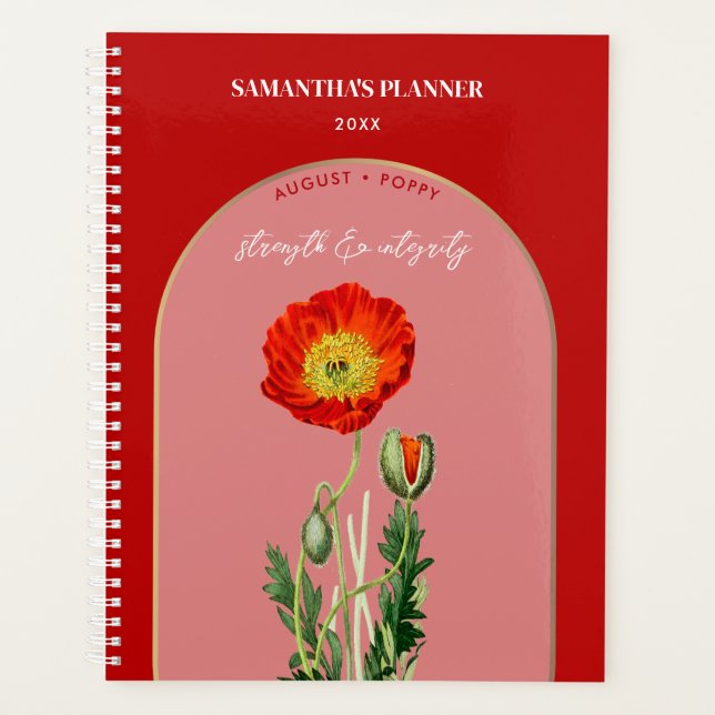 Agenda Mes de Flor de Nacimiento Personalizado Agosto Pop (Anverso)