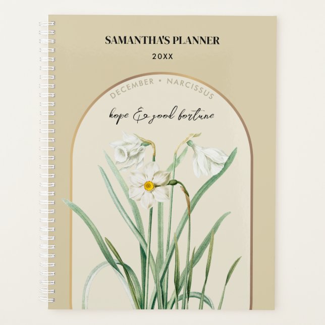 Agenda Mes de Flor de Nacimiento Personalizado Diciembre  (Anverso)