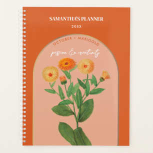 Agenda Mes personalizado de la flor de nacimiento Octubre