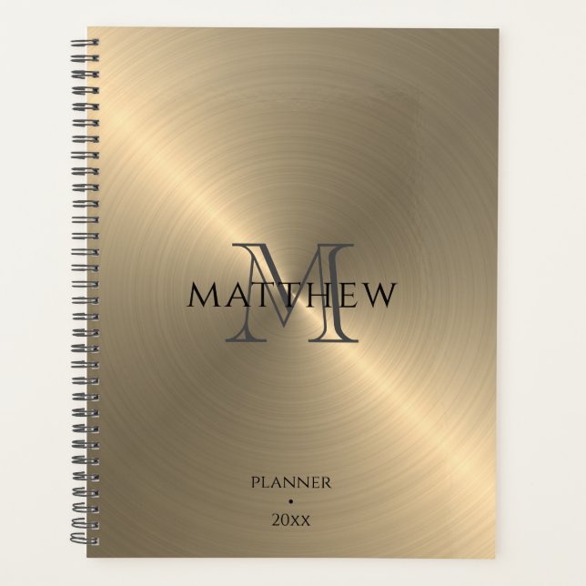 Agenda Metálico de oro radial | Monogrammed Planner (Anverso)