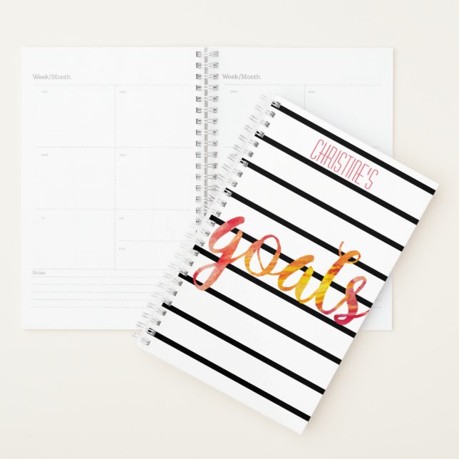 Agenda Metas Tipografía de acuarela personalizada de moda (Demostración)