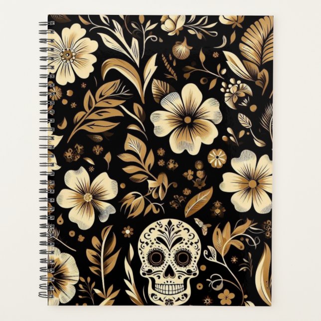 Agenda mexican dead and floral black art Poker (Anverso)