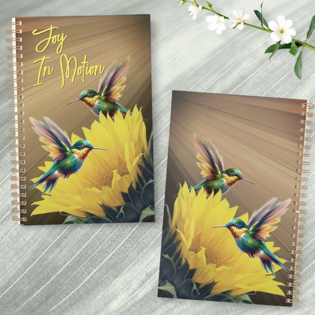 Agenda Mezcla de fotos de Hummingbird Art y Sunflower (Planner cover template front and design back.)