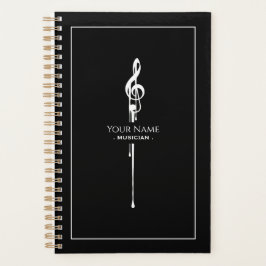 Agenda Mezcla de White Treble Clef Classy Black