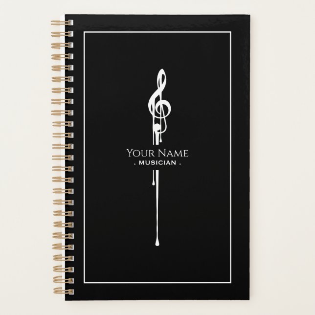 Agenda Mezcla de White Treble Clef Classy Black (Anverso)